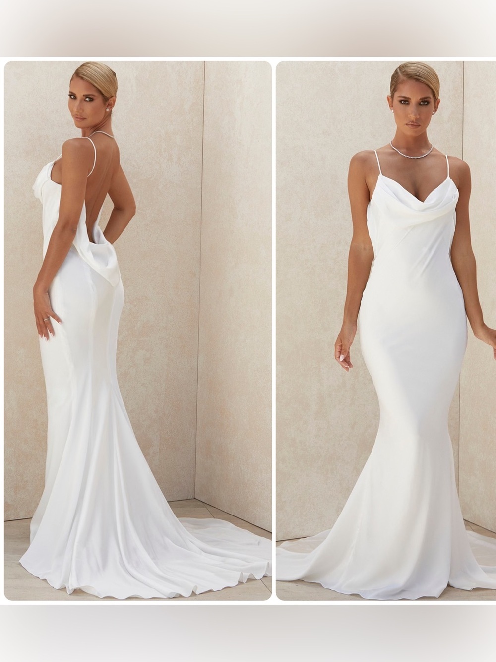 NWT HOUSE OF CB Bridal AURELIE
Ivory Draped Back Bridal Gown - Limited Edition